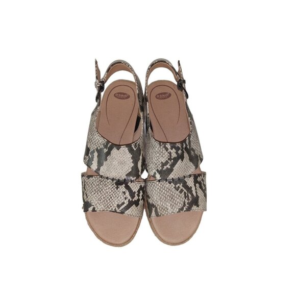 Dr. Shcolls Catch 22 Womens Slide Sandals Gray Leather Slingback Snake Print 10 - Picture 4 of 9